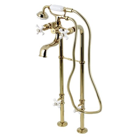 KINGSTON BRASS Freestanding Clawfoot Tub Faucet Package with Supply Line, Polished Brass CCK226PXK2